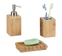 Relaxdays Accessoires salle de bain bambou Set 3