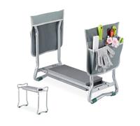 Relaxdays Agenouilloir de jardinage, pliable, soulage les articulations, 150 kg max, à 2 poches, rembourré, argenté/gris