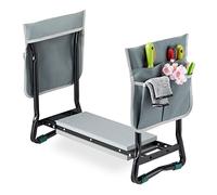 Relaxdays Agenouilloir de Jardinage, Pliable, soulage Les articulations, 150 kg Max, avec 2 Poches, rembourré, Noir/Gris