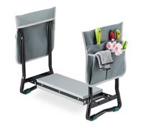 Relaxdays Agenouilloir de Jardinage, Pliable, soulage Les articulations, 150 kg Max, avec 2 Poches, rembourré, Noir/Gris