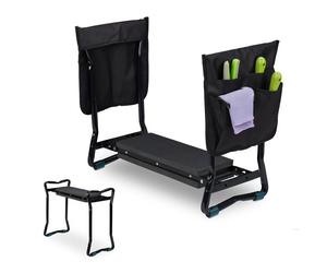 Relaxdays Agenouilloir pour jardinage, banc pliable genoux, jusqu’à 150 kg, 2 sacs, rembourré, 50x60x27,5 cm, noir