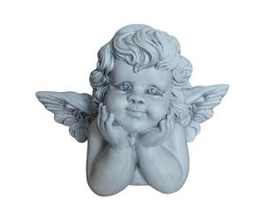 Relaxdays Ange funéraire, résistant aux intempéries et au Gel, HxLxP 31×40×22 cm, déco Tombe, polyrésine, Gris Pierre