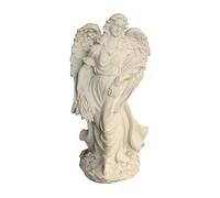 Relaxdays Ange Gardien XXL, résine, résistant intempéries/Gel/UV, H x L x P: 46,5x23x14 cm, déco funéraire, crème