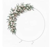 Relaxdays Arc de ballons, rond, métal, mariage, anniversaire, fiançailles, Ø 195 cm, fleurs, ballons, arceau, blanc
