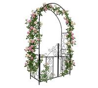 Relaxdays Arche à Roses avec Portail, Ornements en volutes, Noir | jardin & entrée, H x L x P : 230 x 130 x 38 cm, métal
