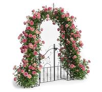 Relaxdays : Arche à Roses avec Porte, métal, Jardin, Noir | H x L x P : 235 x 144 x 45 cm, support plantes grimpantes