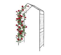 Relaxdays Arche à Roses, métal, Arche de Jardin, H x L x P : 240 x 143 x 43 cm, Robuste pour Plantes grimpantes, Noir