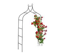 Relaxdays Arche à Rosier en métal, Portail pour Jardin, HxLxP: 260 x 140 x 38 cm, tuteur pour Plantes grimpantes, Noir