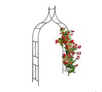 Relaxdays Arche à rosiers, métal, portail de jardin, HxLxP : 270x145x37 cm, tuteur solide pour plantes grimpantes, noir