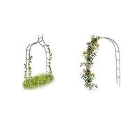 Relaxdays Arche à rosiers Romantique courbée avec Pointe métal 2,4 m, Vert & Arche à rosiers métal 240 cm x 140 cm