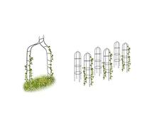 Relaxdays Arche à rosiers Romantique courbée avec Pointe métal 2,4 m, Vert & décoration de Jardin tuteur gloriette pour rosacées env. 1,90 m