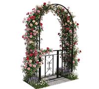 Relaxdays Arche en métal Ronde avec Portail, H x l x P : 206 x 114 x 50 cm, Double Porte, Noir