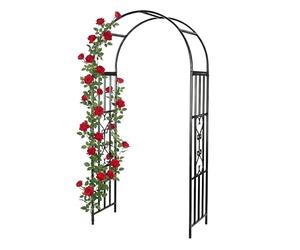 Relaxdays Arche métallique de Jardin, H x L x P : 206 x 114 x 50 cm, pour Plantes grimpantes, Romantique, Noire