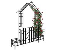 Relaxdays : Arche pour rosiers avec Porte, 2 bacs à Plantes, entrée & Jardin, H x L x P = 247 x 204 x 43 cm, métal, Noir
