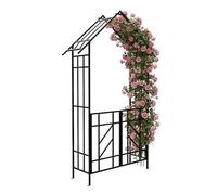 Relaxdays Arche pour rosiers, Portail & Toit Pointu, Treillis pour Plantes grimpantes, HxLxP:247×148×43 cm, métal Noir