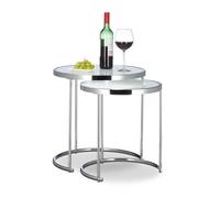 Relaxdays Table d’appoint ronde console chrome