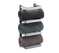 Relaxdays, argenté Porte mural chrome, support serviettes, design moderne, 44x18x16 cm, noir, fer, 44 x 18 x 16 cm