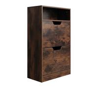 Relaxdays Armoire à Chaussures étroite Style Industriel, 8 Paires, 2 abattants, Marron, 102x60x24 cm