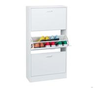 Relaxdays Armoire à chaussures, H x L x P : 113 x 60 x 24 cm, pour 18 paires, 3 abattants, meuble étroit, blanc