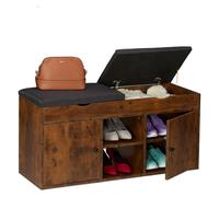 Relaxdays Banc à Chaussures, Meuble spacieux, Confortable, H x L x P : 49,5 x 100 x 34 cm, Marron et Noir