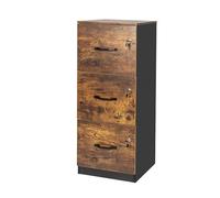 Relaxdays Armoire à dossiers Suspendus, 3 tiroirs verrouillables, H x L x P : 103 x 40 x 40 cm, Noir/Marron
