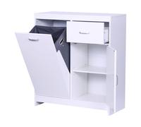 Armoire à Linge Relaxdays, Sac à Linge Pliable 48 l, tiroir, 2 Compartiments, H x L x P : 90 x 80 x 35 cm, Blanc