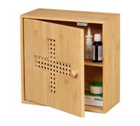 Relaxdays Armoire à pharmacie, à poser, croix décorative, 2 compartiments, H x L x P : env. 28 x 28 x 16 cm, nature