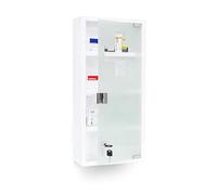 Relaxdays Armoire à pharmacie blanche inox avec porte magnétique en verre opale Hx l x P 57 x 27 x 12 cm, blanc