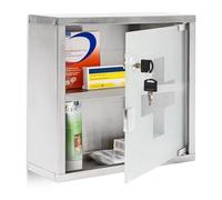 Relaxdays Armoire à pharmacie EMERGENCY Inox porte en verre 30×30×12 cm Gris