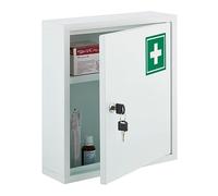 Relaxdays Armoire à Pharmacie, Placard verrouillable, pour médicaments, HxLxP : 36x31,5x10 cm, à accrocher, Blanc - Vert