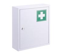 Relaxdays Armoire à Pharmacie verrouillable, 3 Compartiments, HxLxP 36 x 31,5 x 10 cm, pour médicaments, Blanc/Vert