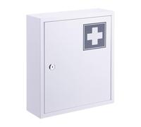 Relaxdays Armoire à Pharmacie, verrouillable, 3 Compartiments, HxLxP: 36x31,5x10 cm, pour médicaments, Blanc/Gris