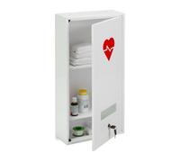 Relaxdays - Armoire à Pharmacie, Verrouillable, 3 Niveaux, Acier, Hlp: 60x30x12 Cm, étagère à Médicaments, Maison, Blanc