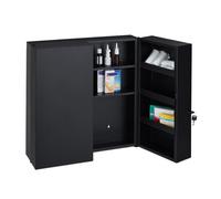 Relaxdays Armoire à Pharmacie XXL, verrouillable, 11 Niveaux, Acier, HLP: 53,5x53x19 cm, Armoire 2 Portes, Anthracite