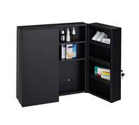 Relaxdays Armoire à Pharmacie XXL, verrouillable, 11 Niveaux, Acier, HLP: 53,5x53x19 cm, Armoire 2 Portes, Anthracite