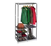 Relaxdays Armoire à vêtements Ouverte, étagère à Chaussures pour 10 Paires, Tringle, Vestibule HLP: 160x84x43 cm, Noir