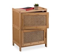 Relaxdays Armoire d'appoint avec 2 portes en osier