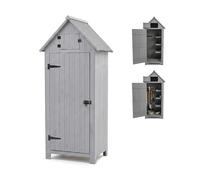 Relaxdays Armoire de Jardin, Bois, Toit asphalté, 3 étagères Amovibles, HxLxP 179 x 77 x 53 cm, abri Outils, Gris