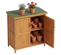 Relaxdays Armoire de Jardin, Bois, Toit Rabattable, résistante, Marron | Étagère, dimensions intérieures : H x L x P = 88 x 75 x 44 cm, abri de jardin