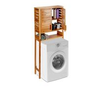 Relaxdays Bamboo WC Shelf, Meuble pour machine à laver, Marron
