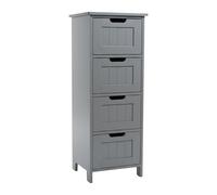 Relaxdays Armoire de Salle de Bain, 4 tiroirs, H x L x P : 82 x 30 x 30 cm, MDF, Meuble d'appoint, Grise