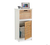Relaxdays Armoire de salle de bain commode salle de bain bambou meuble rangement tiroir HxlxP: 83 x 40 x 30 cm, blanc