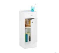 Relaxdays Armoire de salle de bain, en aspect bois blanc, à poser, avec tiroir, HxlxP: 80 x 30,5 x 30,5 cm, blanche