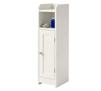 Relaxdays Armoire de Salle de Bain étroite, 5 Compartiments, Blanc | 80×18×20 cm, fermeture magnétique, style champêtre