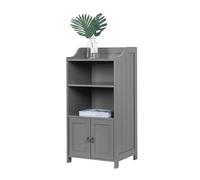 Relaxdays Armoire de Salle de Bain, H x L x P : 86 x 40,5 x 36 cm, 4 étagères, 2 Portes, MDF, Meuble Compact, Gris