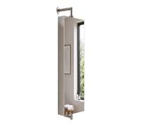 Relaxdays Armoire de Toilette pivotante, 6 Compartiments, INOX, Miroir Anti-éclats, 120x25x12 cm, Argent