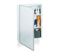 Relaxdays Armoire de Toilette Salle de Bain Placard Meuble Mural 1 Porte Acier 3 Tablettes, 56x40,5x12,5 cm, Blanc, Weiß
