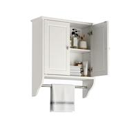 Relaxdays Armoire Murale de Salle de Bain 2 étagères Porte-Serviettes HxLxP 55 x 48 x 16 cm Style champêtre Blanc/Argent