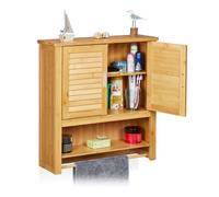 Relaxdays Armoire salle de bain LAMELL bambou