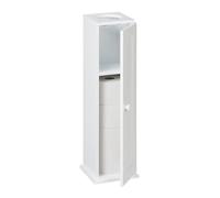 Relaxdays Armoire Salle de Bain pour Papier Toilette, Trou lingettes humides, HxLxP : 65x19,5x19,5 cm, Porte, MDF, Blanc